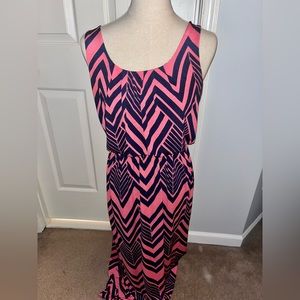 Pink & navy maxi dress M